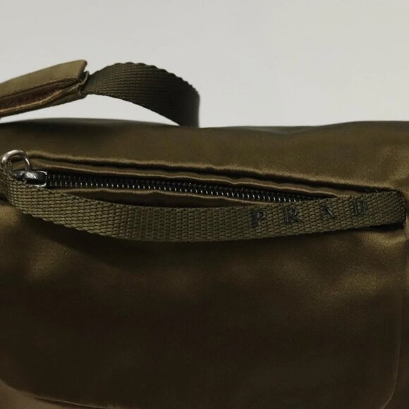 PRADA Shoulder Bag Satin Green Silver Auth 129632 - Picture 11 of 16
